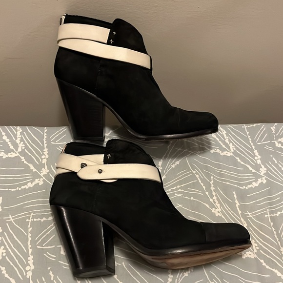 Rag & Bone Black & White Harrow Leather Suede Ankle Boots - Picture 4 of 5